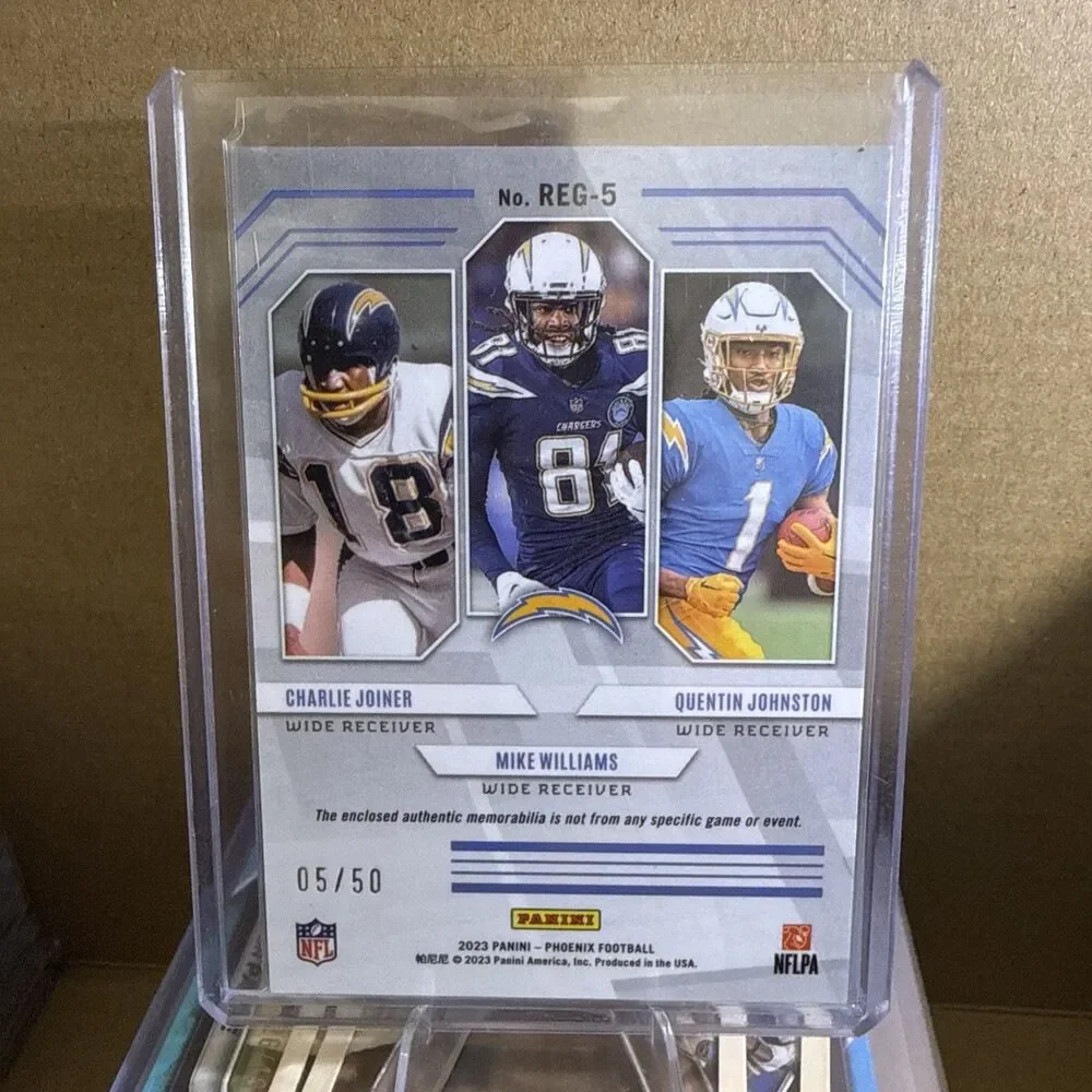 2023 Phoenix Regen Mike Williams, Quentin Johnston Charlie, Joiner Purple /50